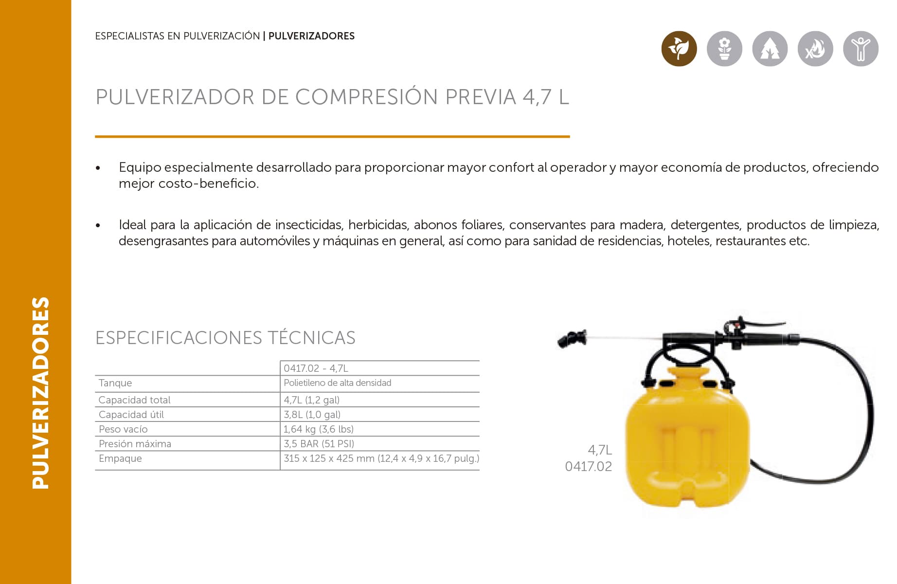 Pulverizador de Compresión Previa 4,7l